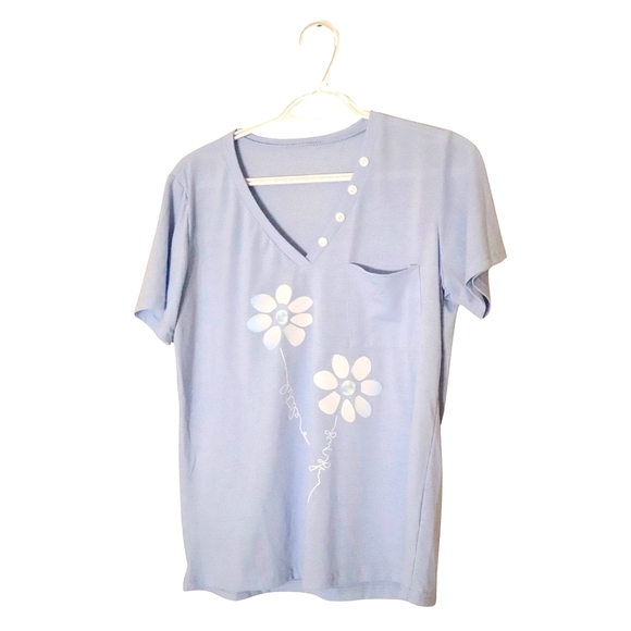 HENZHUA CORAL & BLUE  WOMENS SIZE LARGE FLORAL SHIRT SET OF 2 - Picture 5 of 5